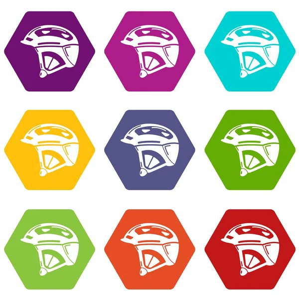 9 vektör Bisiklet kask Icons set