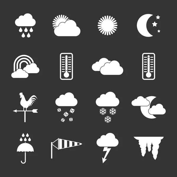 Wettersymbole setzen grauen Vektor — Stockvektor