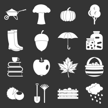 Gri vektör sonbahar Icons set