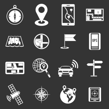 Gri vektör gezinti Icons set