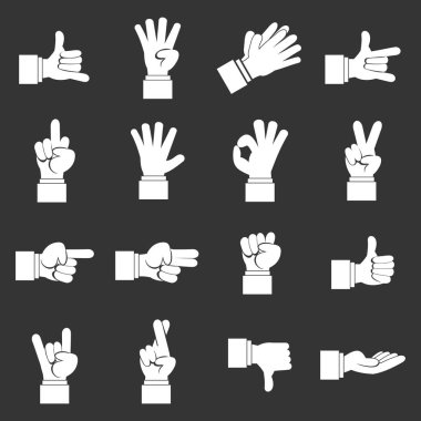 Gri vektör el jest Icons set