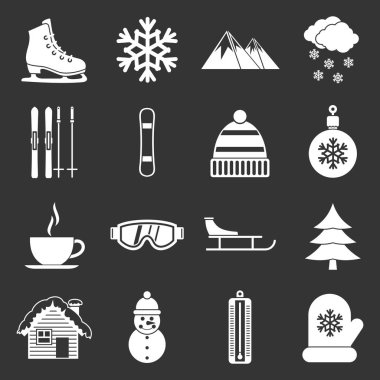 Gri vektör kış Icons set