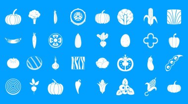 Sebze simgesi mavi set vektör