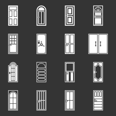 Gri vektör kapı Icons set