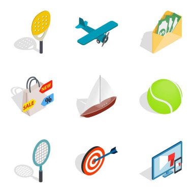 İlerleme Icons set, izometrik stili
