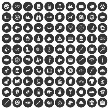 Siyah Daire 100 köpek Icons set