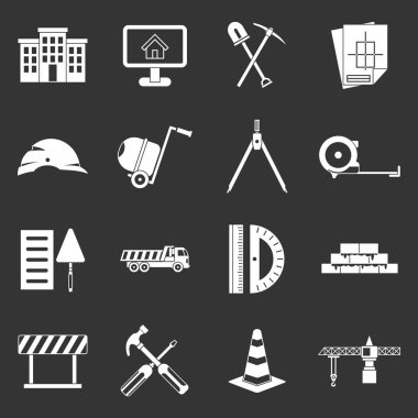 Gri vektör inşaat Icons set