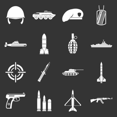 Gri vektör askeri Icons set