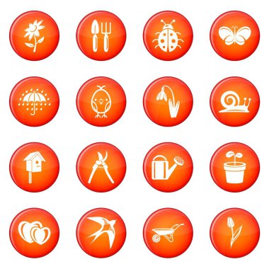 Bahar Icons set kırmızı vektör