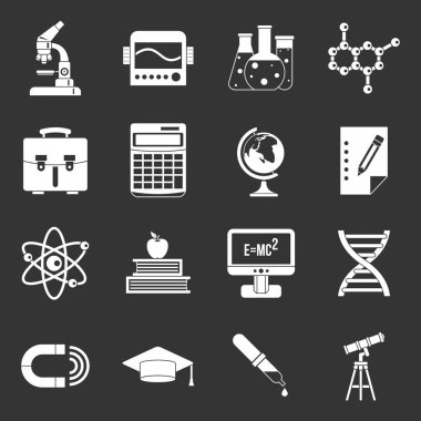 Gri vektör eğitim Icons set