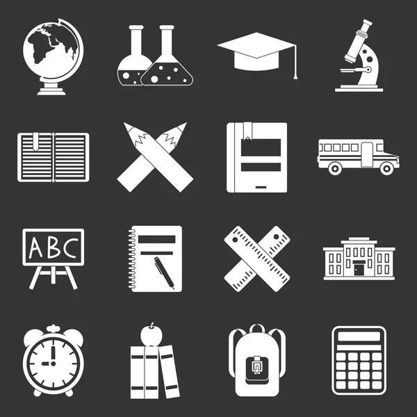 Iconos escolares conjunto vector gris — Vector de stock