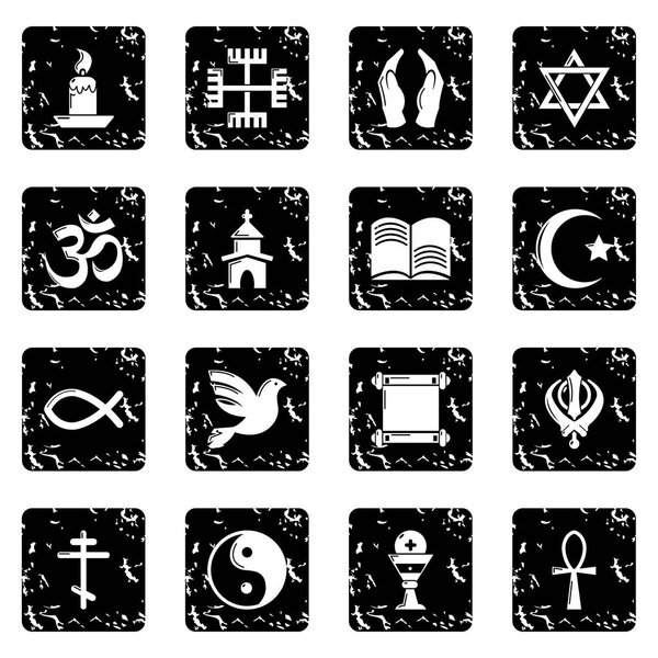 Religion icons set grunge vector