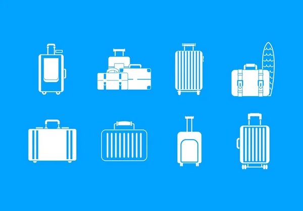 Τσάντα ταξιδίου εικονίδιο μπλε σετ διάνυσμα — Διανυσματικό Αρχείο