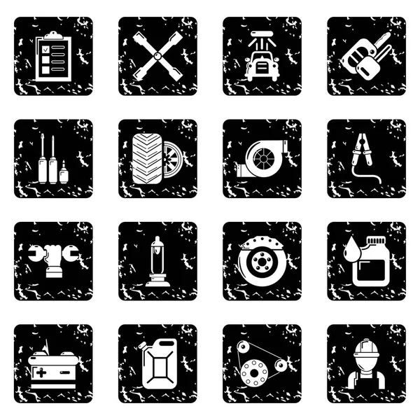 Auto repair icons set grunge vector — Stock Vector