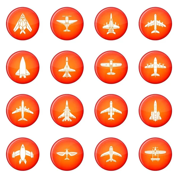 Aereo vista dall'alto icone impostato vettore rosso — Vettoriale Stock