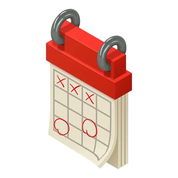 Marked calendar icon, isometric style — Stock Vector