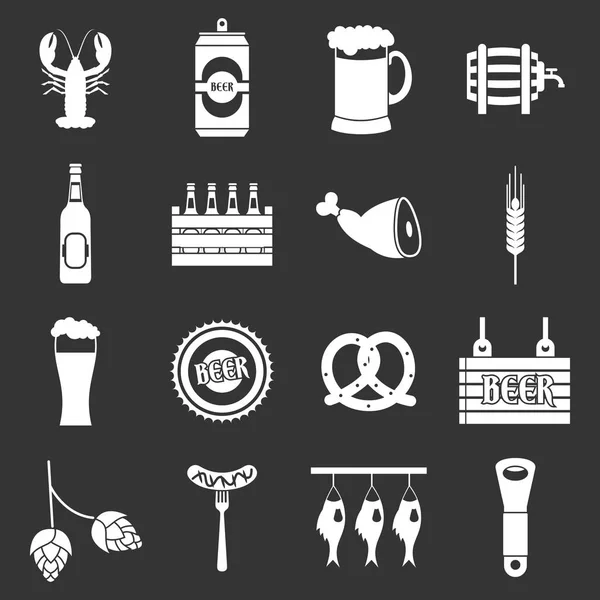 Beer icons set grey vector — Stock Vector