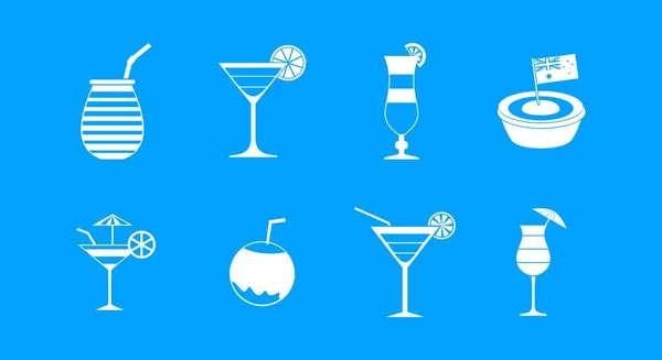 Cocktail Symbol blauer Set Vektor — Stockvektor
