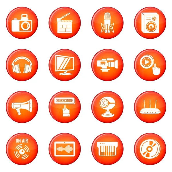 Kırmızı vektör Multimedya internet Icons set — Stok Vektör