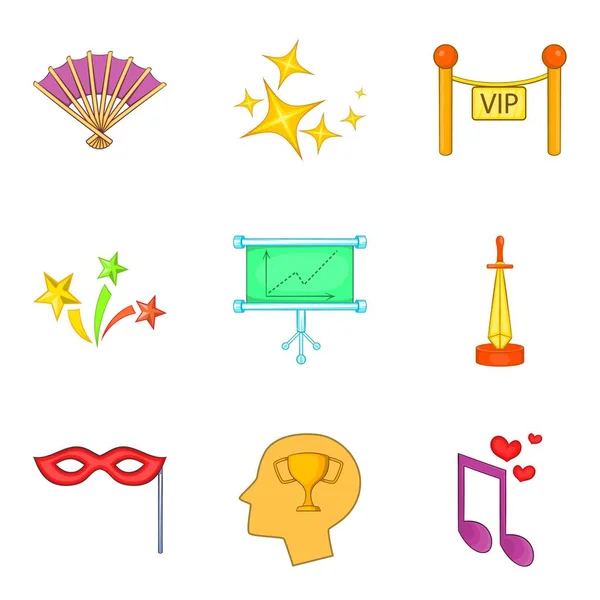 Set di icone di garanzia della qualità, stile cartone animato — Vettoriale Stock
