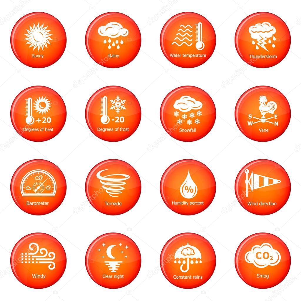 Weater icons set red vector
