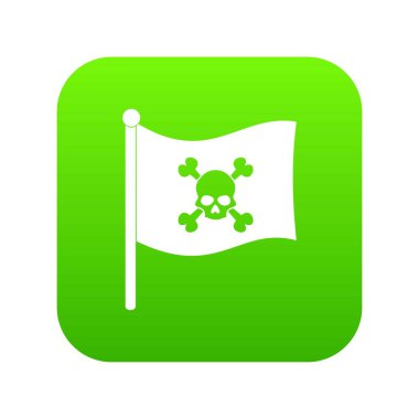 Korsan bayrağı simgesi dijital yeşil