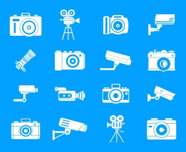 Kamera simgesi mavi set vektör