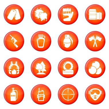 Kırmızı vektör Paintball Icons set