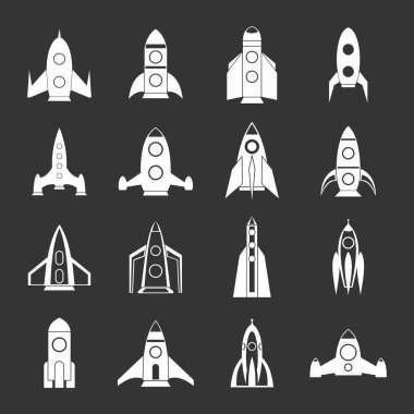 Gri vektör roket Icons set