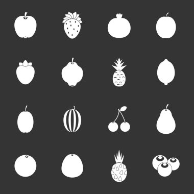 Gri vektör meyve Icons set