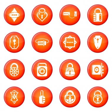 Kilit kapı türleri Icons set kırmızı vektör