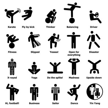 Adam insanlar Icons set, basit tarzı sopa