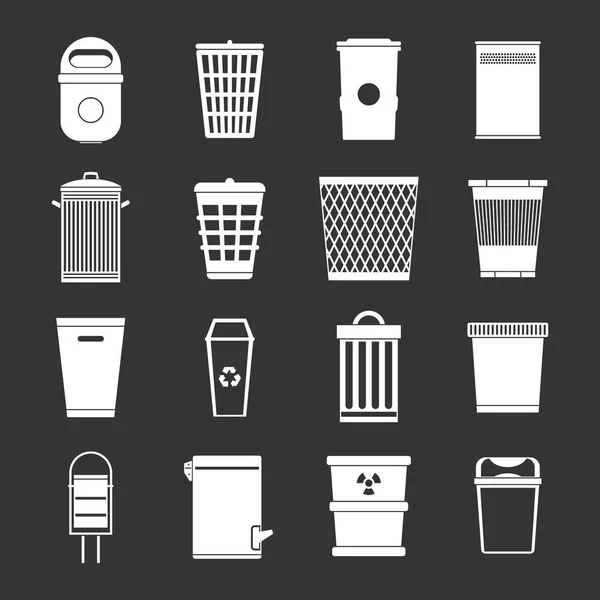 Trash can icons set grey vector — Stock Vector