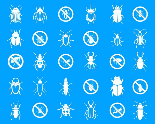 Bugs icône bleu ensemble vecteur — Image vectorielle