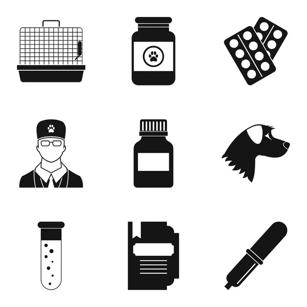 Conjunto de iconos veterinarios, estilo simple — Vector de stock
