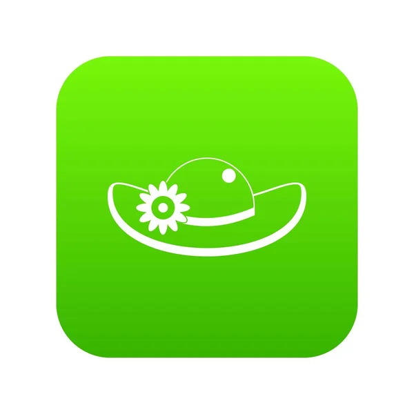 Hut mit Blume Symbol digital grün — Stockvektor
