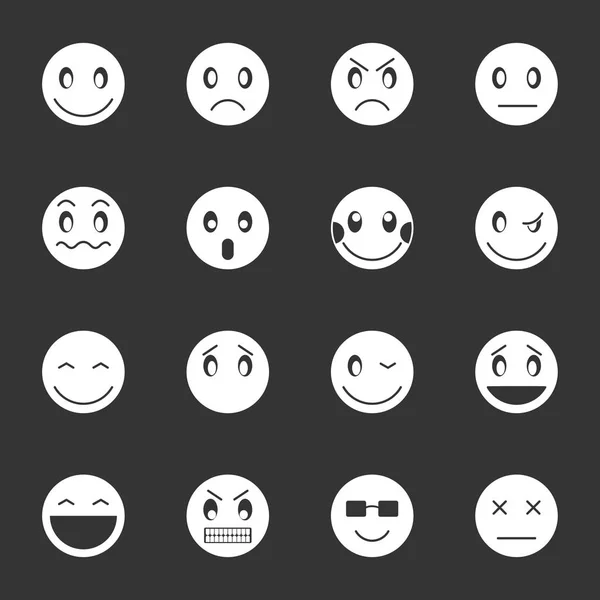 Icone Emoticon set vettore grigio — Vettoriale Stock