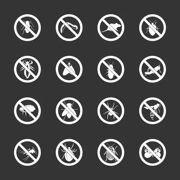 No insect sign icons set grey vector — Stock Vector