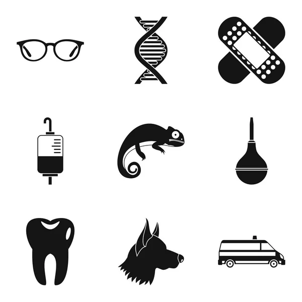 Set de iconos de animales saludables, estilo simple — Vector de stock