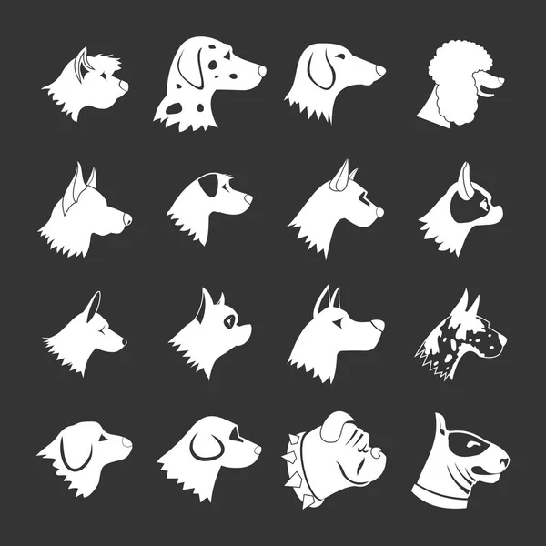 Dog Icons set grey vector — Stock Vector