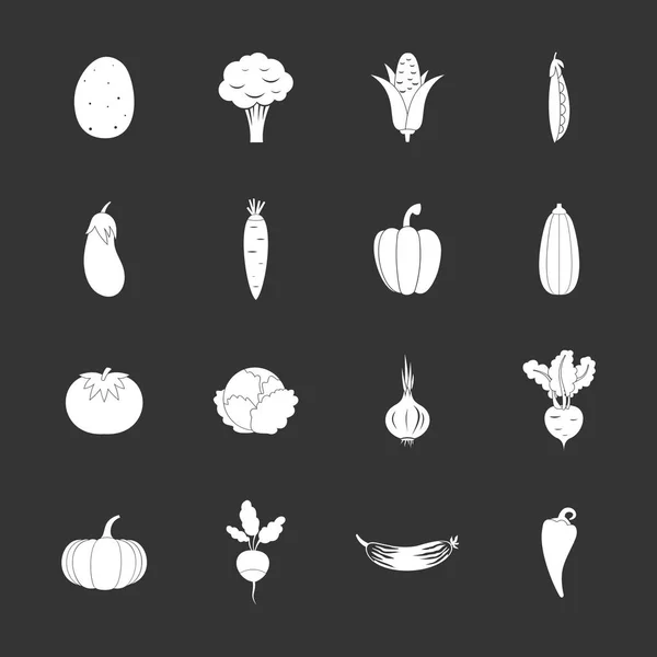 Gemüse-Symbole setzen grauen Vektor — Stockvektor