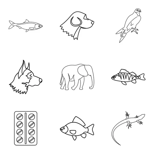 Animal husbandry icons set, outline style — Stock Vector