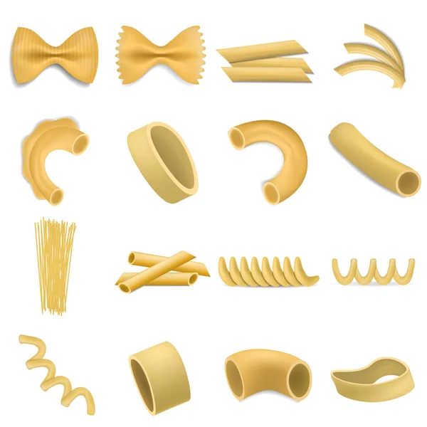 Conjunto de mockup Fusilli pasta penne, estilo realista — Vetor de Stock