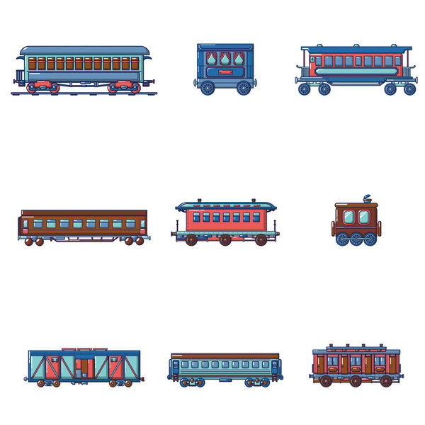 Метро метро иконки набор, мультфильм стиле
