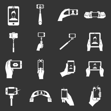 Gri vektör Selfie Icons set