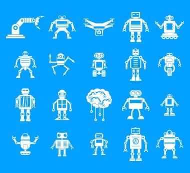 Robot simgesi mavi set vektör