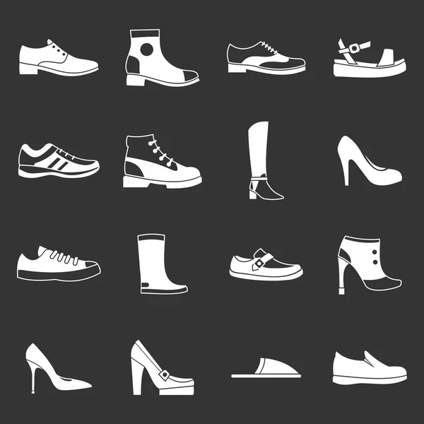 Schuh-Symbole setzen grauen Vektor — Stockvektor