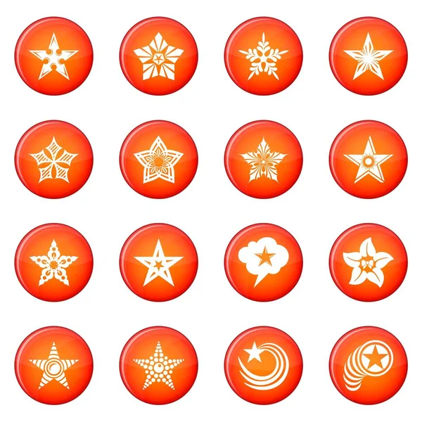 Decorative stars icons set red vector — Stock Vector