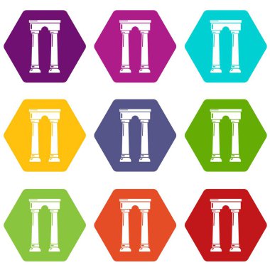 9 vektör kemer Mısır Icons set