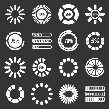 Loading bars and preloaders icons set grey vector clipart